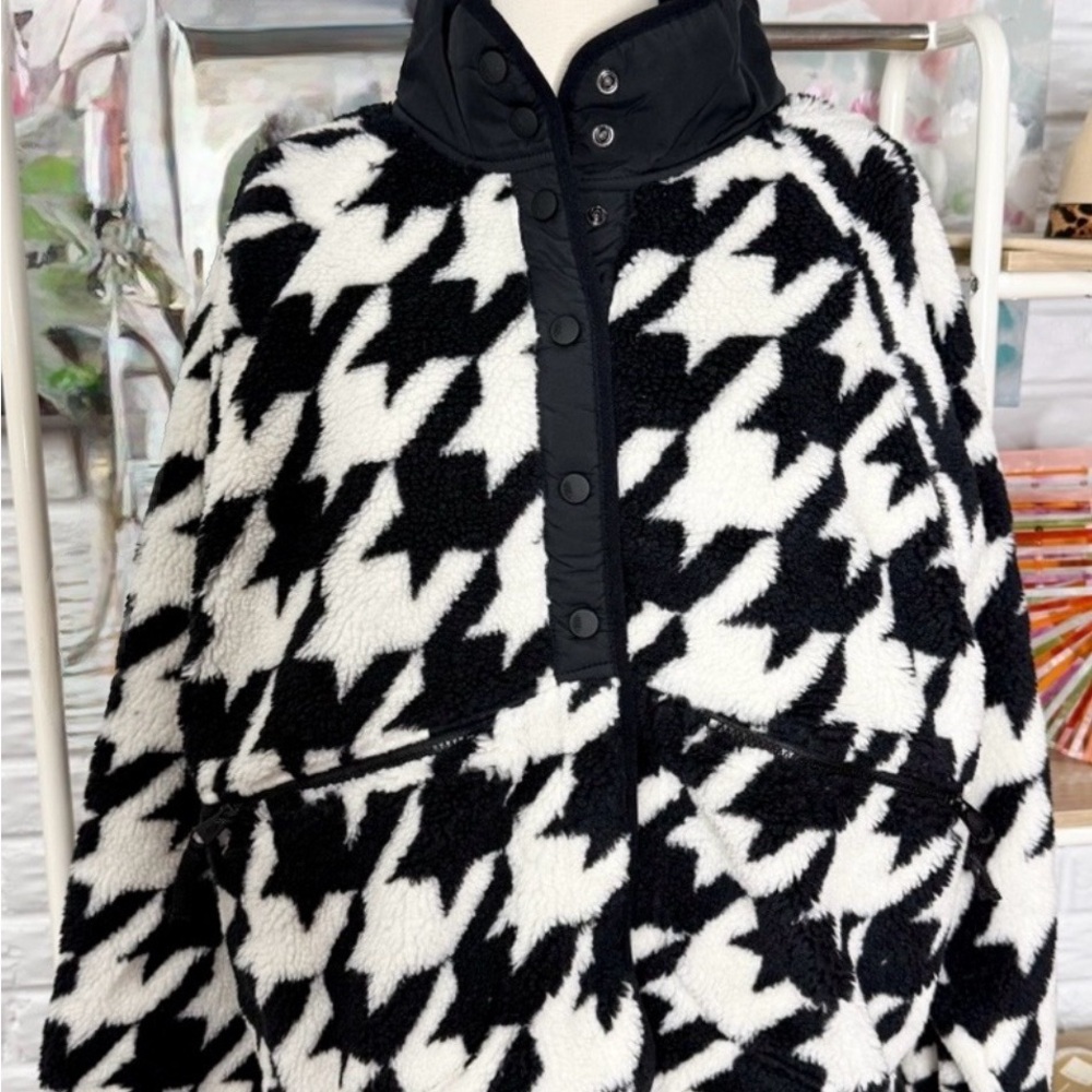 FP Movement by Free People Black and White Teddy Jacket